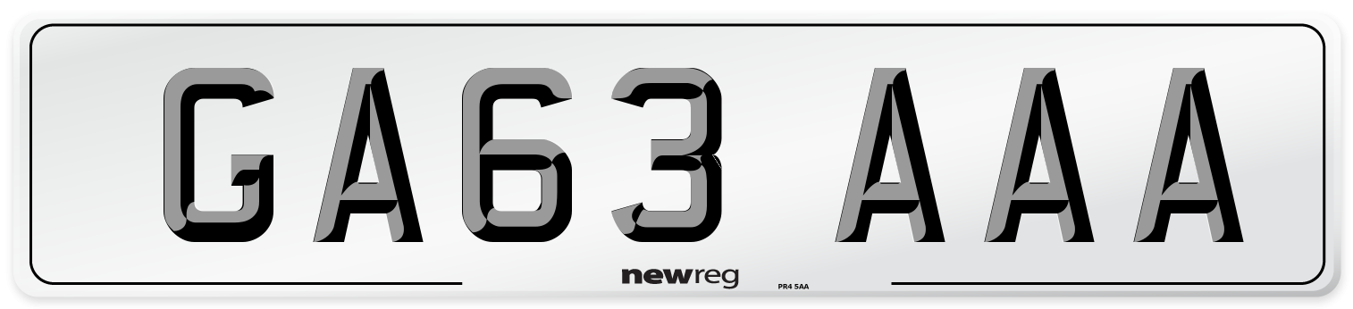 GA63 AAA Number Plate from New Reg